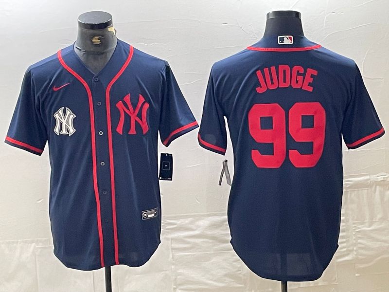 Men New York Yankees #99 Judge Blue Third generation joint name Nike 2024 MLB Jersey style 2